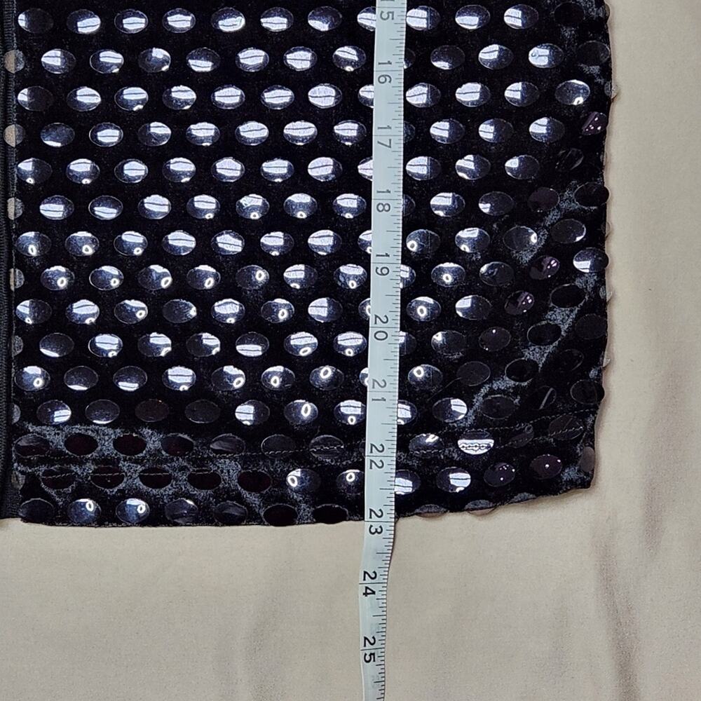Rectangle Blanc Paris Vintage Black Cardigan Velvet Sequin Sweater Medium - Picture 10 of 12